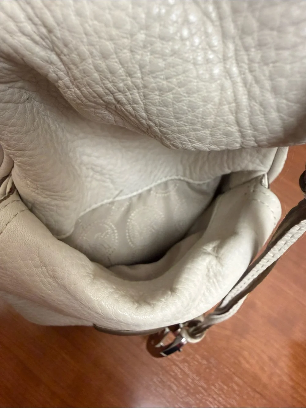 Michael Kors Layton Pebbled Leather Shoulder Bag Hobo Cream Large Designer Boho